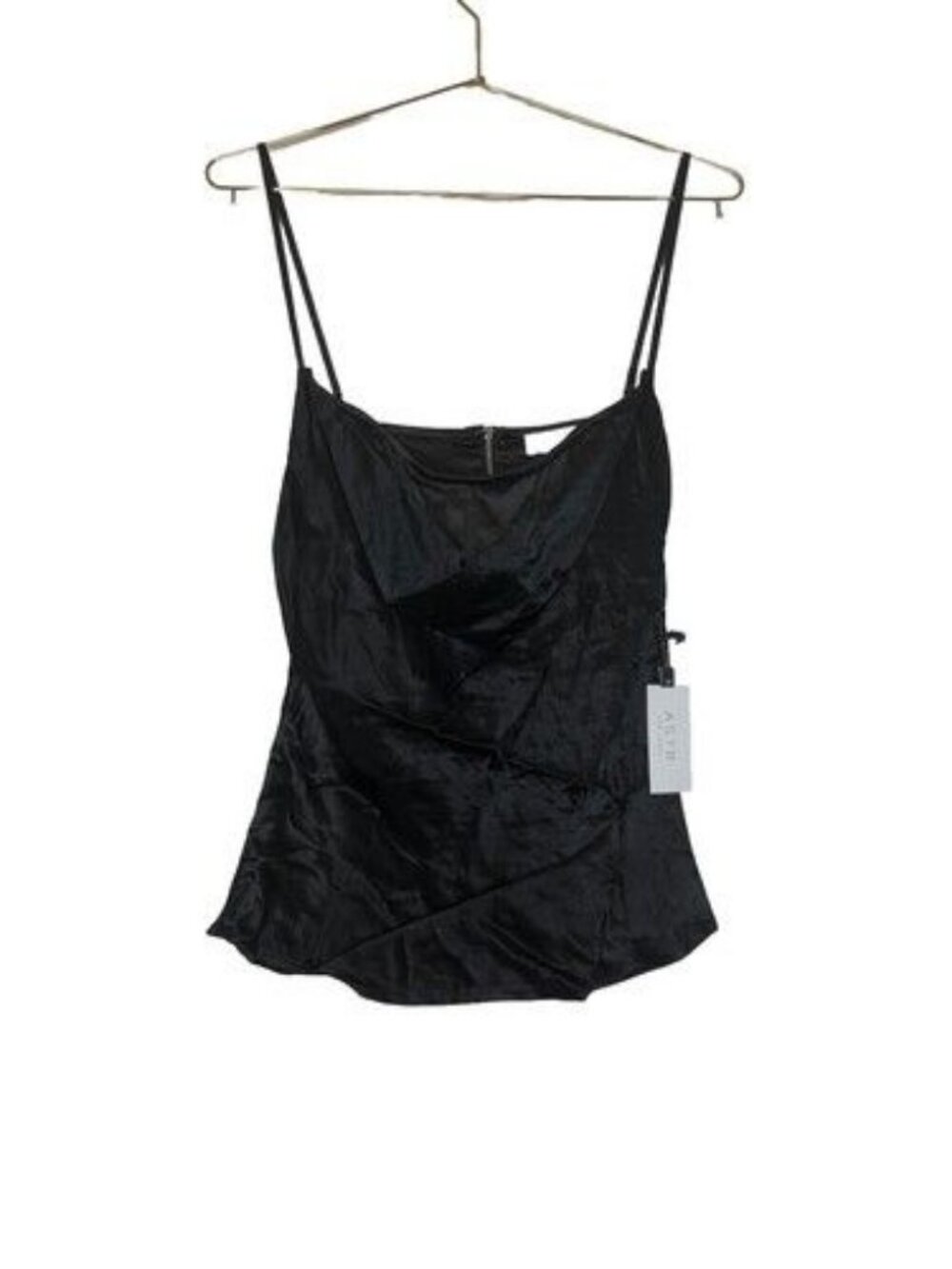 ASTR THE LABEL Contrast Cowl Tank Women's Size M Black Clubbing Party Zip Back